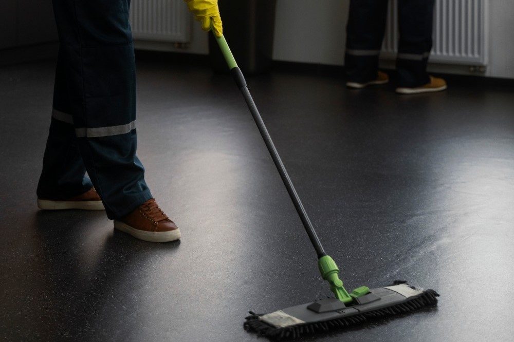 people cleaning office